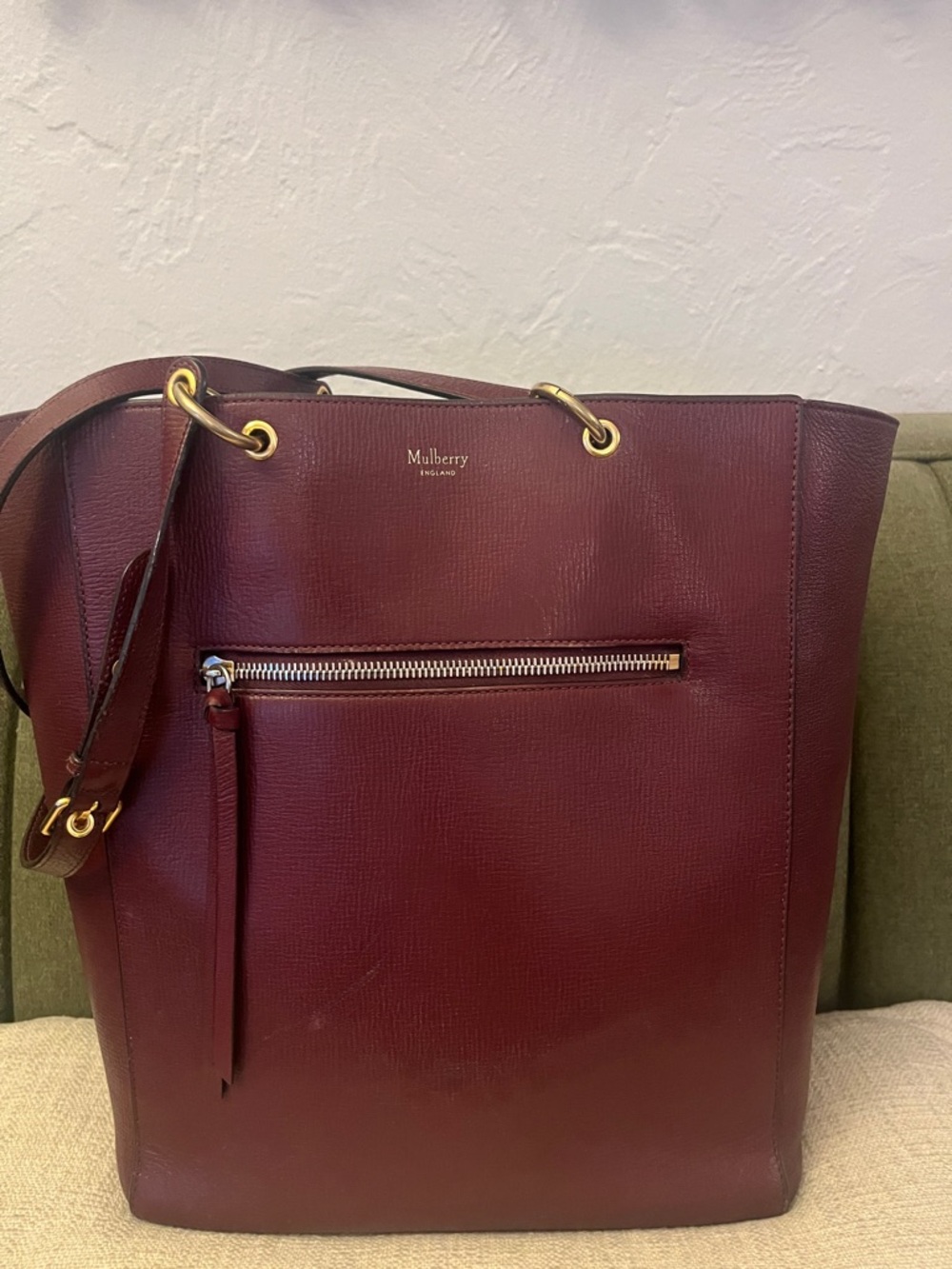 Mulberry Large Maple Tote in Burgundy Goatskin Leather. w Purple Pouch. Rare. - Picture 6 of 13